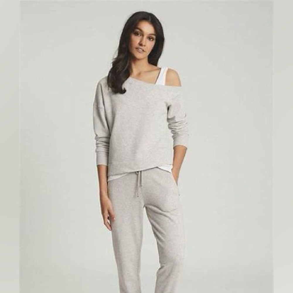 Reiss Gray off-shoulder “Poppy” sweatshirt - size small